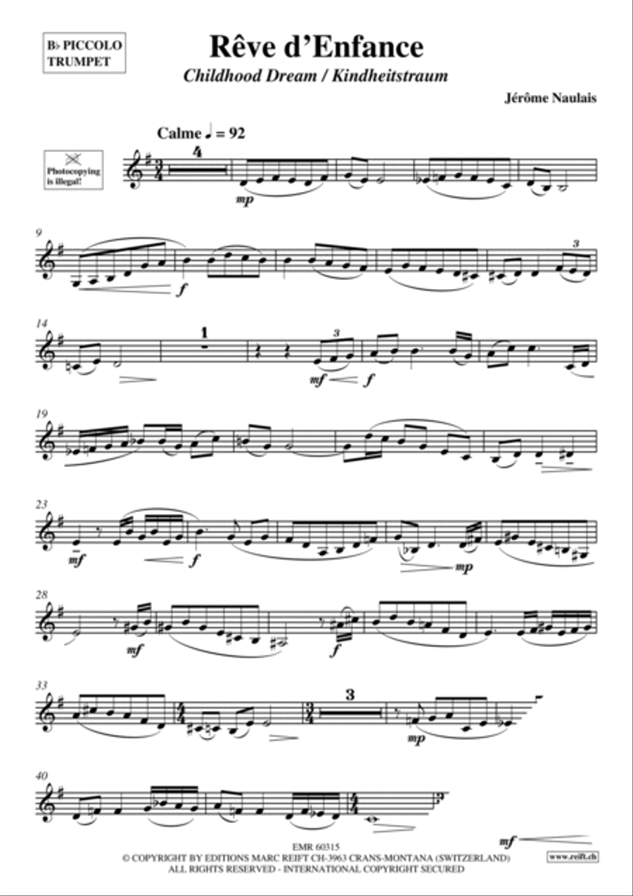 Reve d'Enfance Piccolo Trumpet scores gallery preview page 4