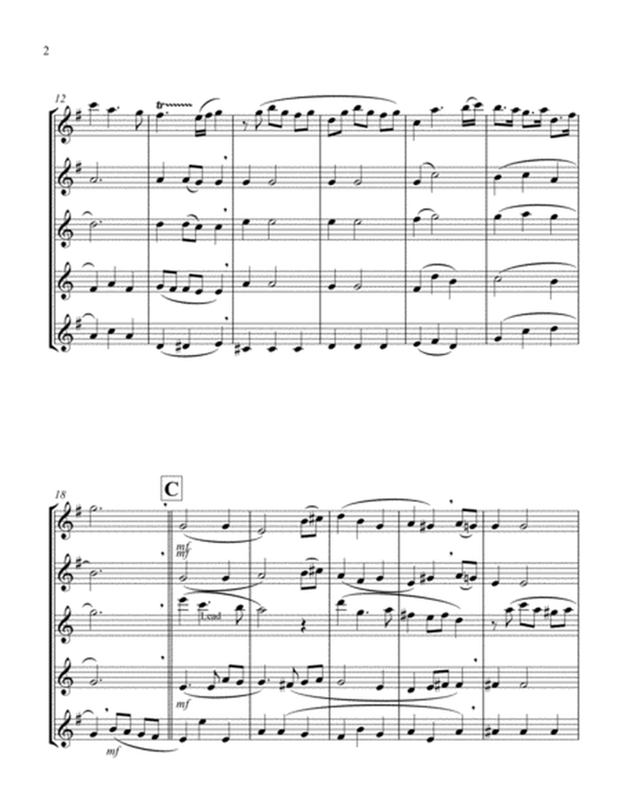 Bist Du Bei Mir (Saxophone Quintet - 2 Alto, 2 Tenor, 1 Bari)