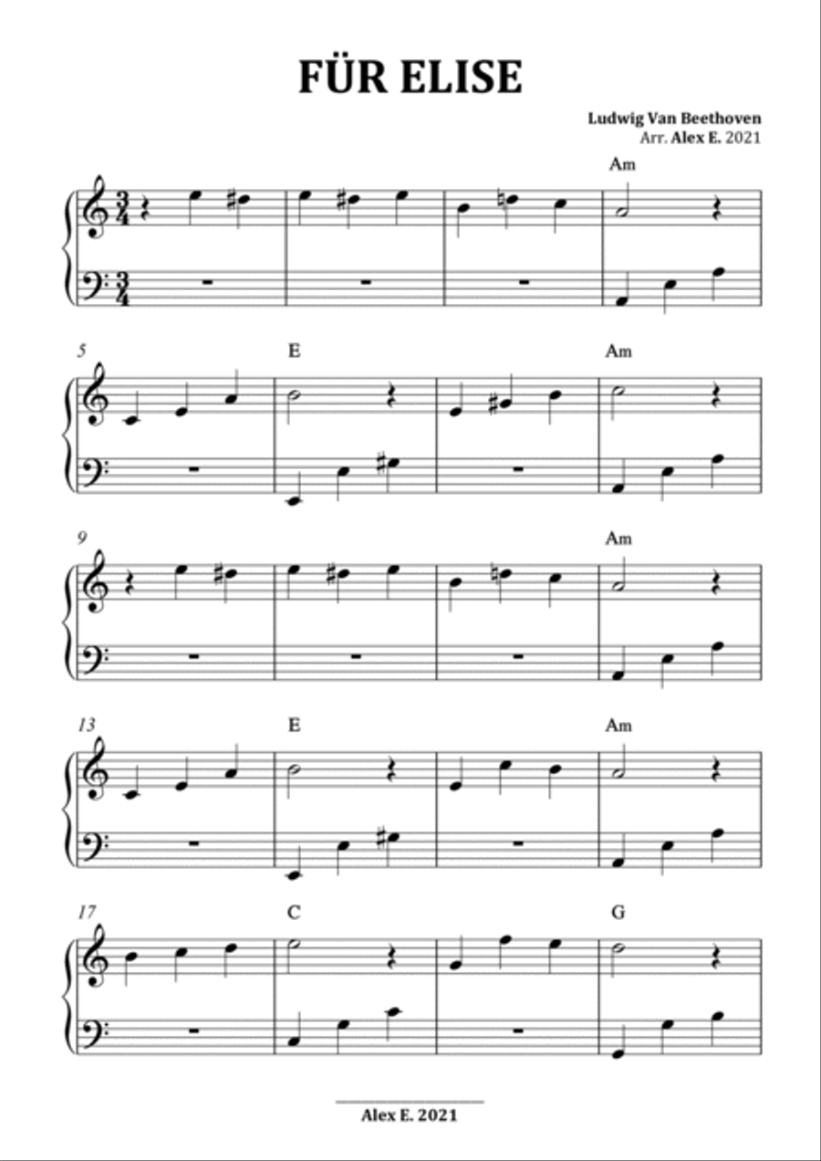 Für Elise - Easy Piano with chords Piano Method scores gallery preview page 2