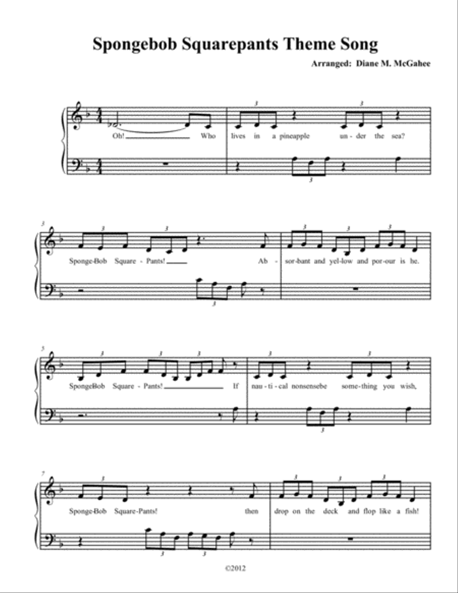 Spongebob Squarepants Theme Song Small Ensemble scores gallery preview page 1