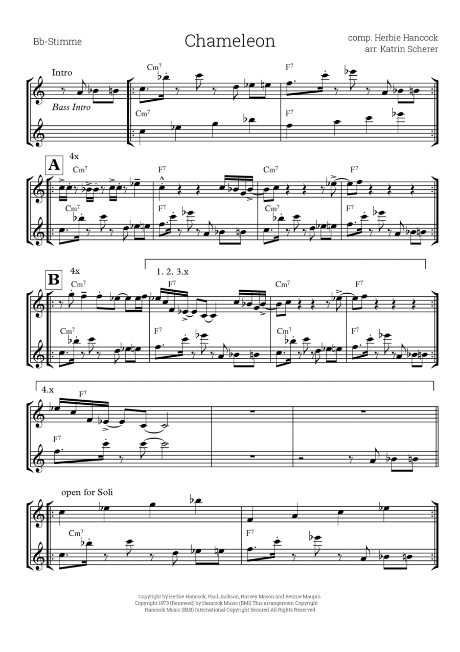 Chameleon Chameleon Piano scores gallery preview page 1
