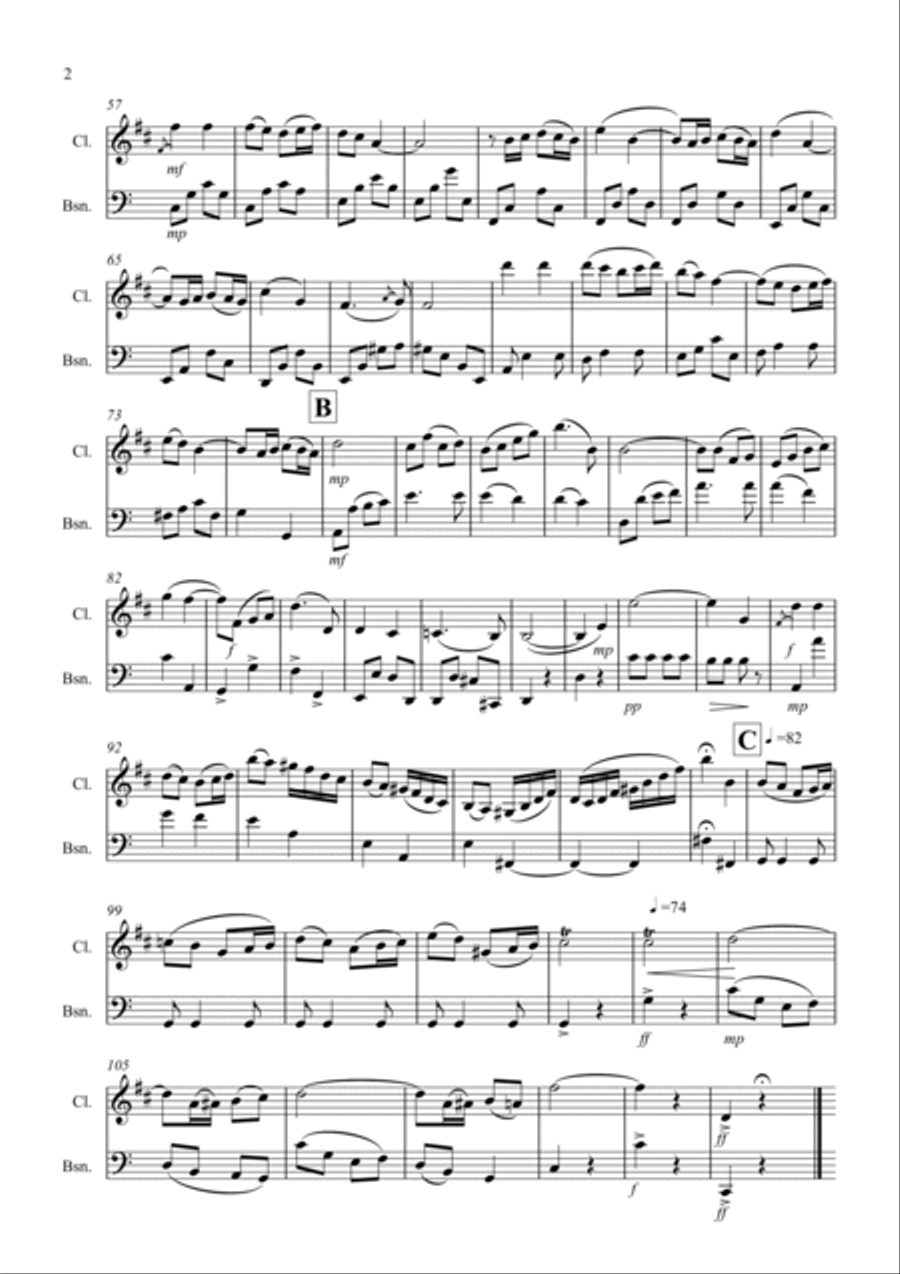 Chanson De Matin for Clarinet And Bassoon Woodwind Duet scores gallery preview page 2