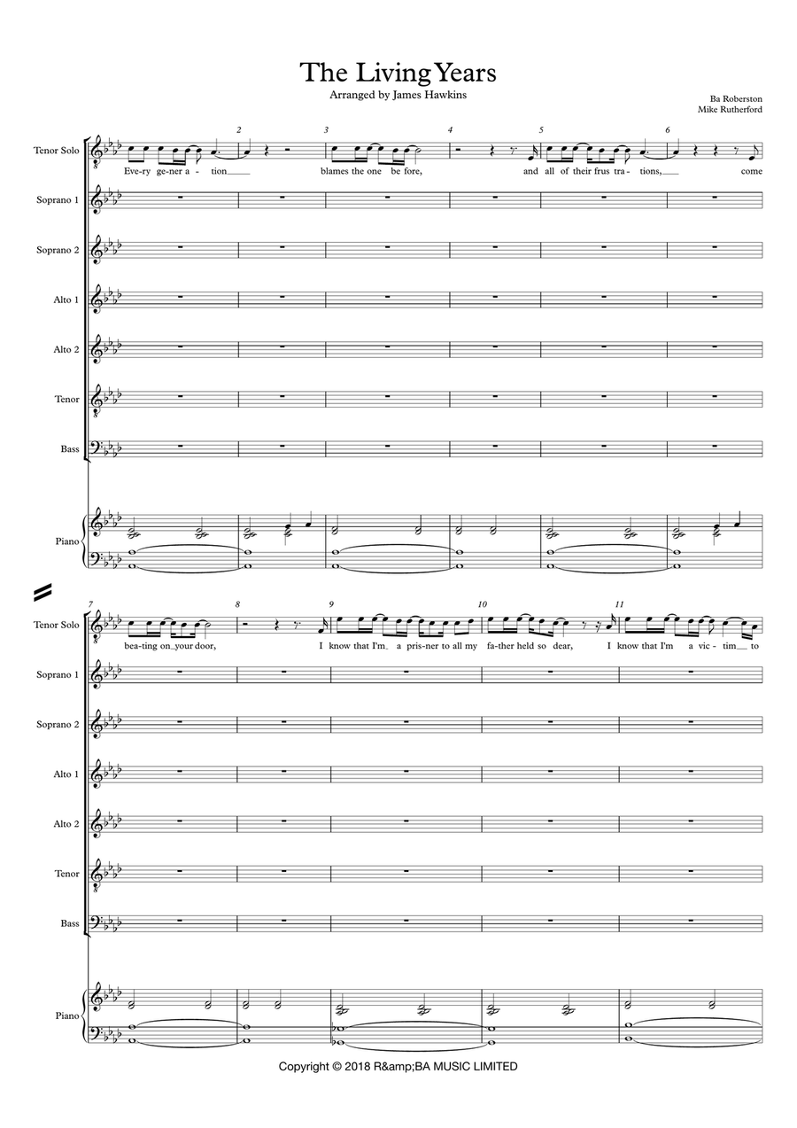 The Living Years Divisi scores gallery preview page 1