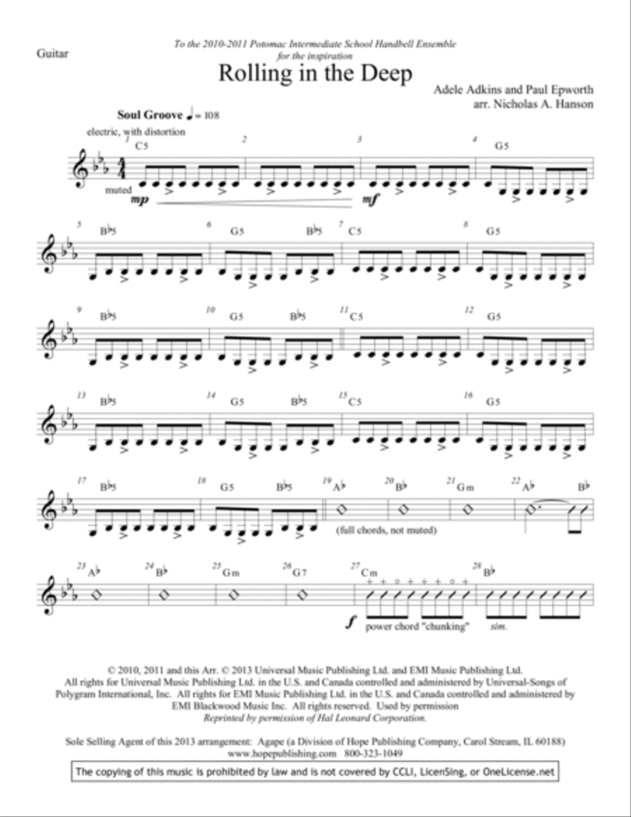 Rolling in the Deep Handbell Choir scores gallery preview page 2
