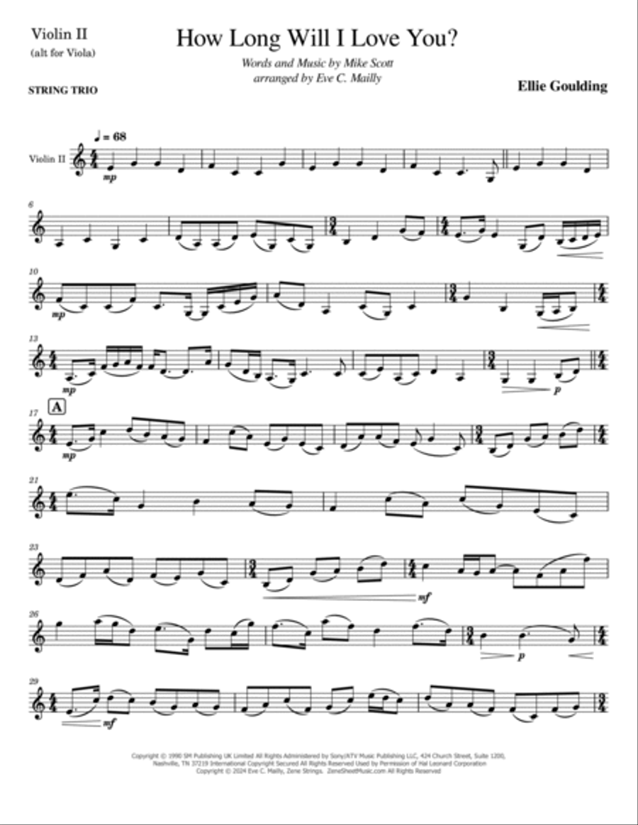 How Long Will I Love You String Trio scores gallery preview page 6