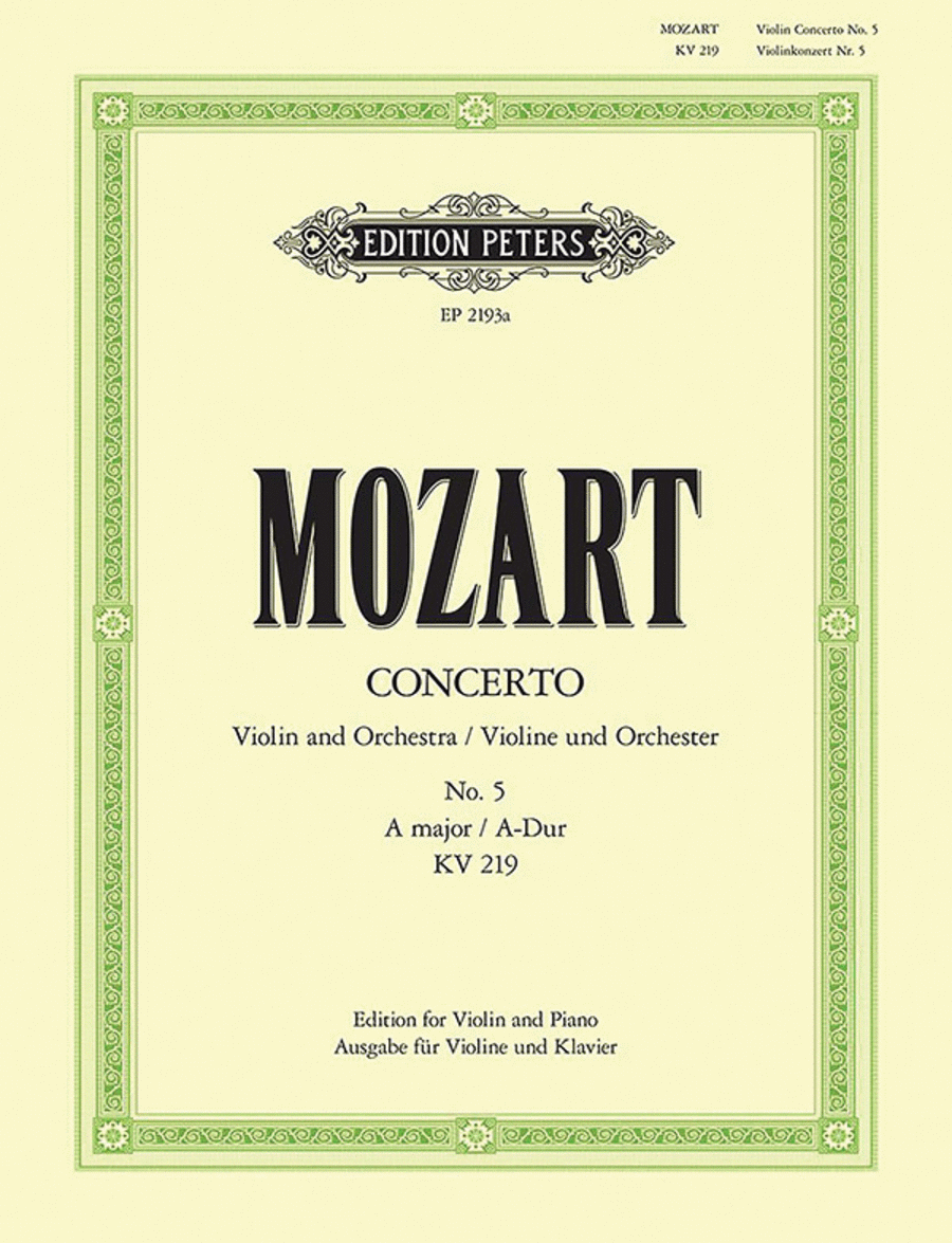 Violin Concerto No. 5 in A K219 (Edition for Violin and Piano) Violin Solo scores gallery preview page 1