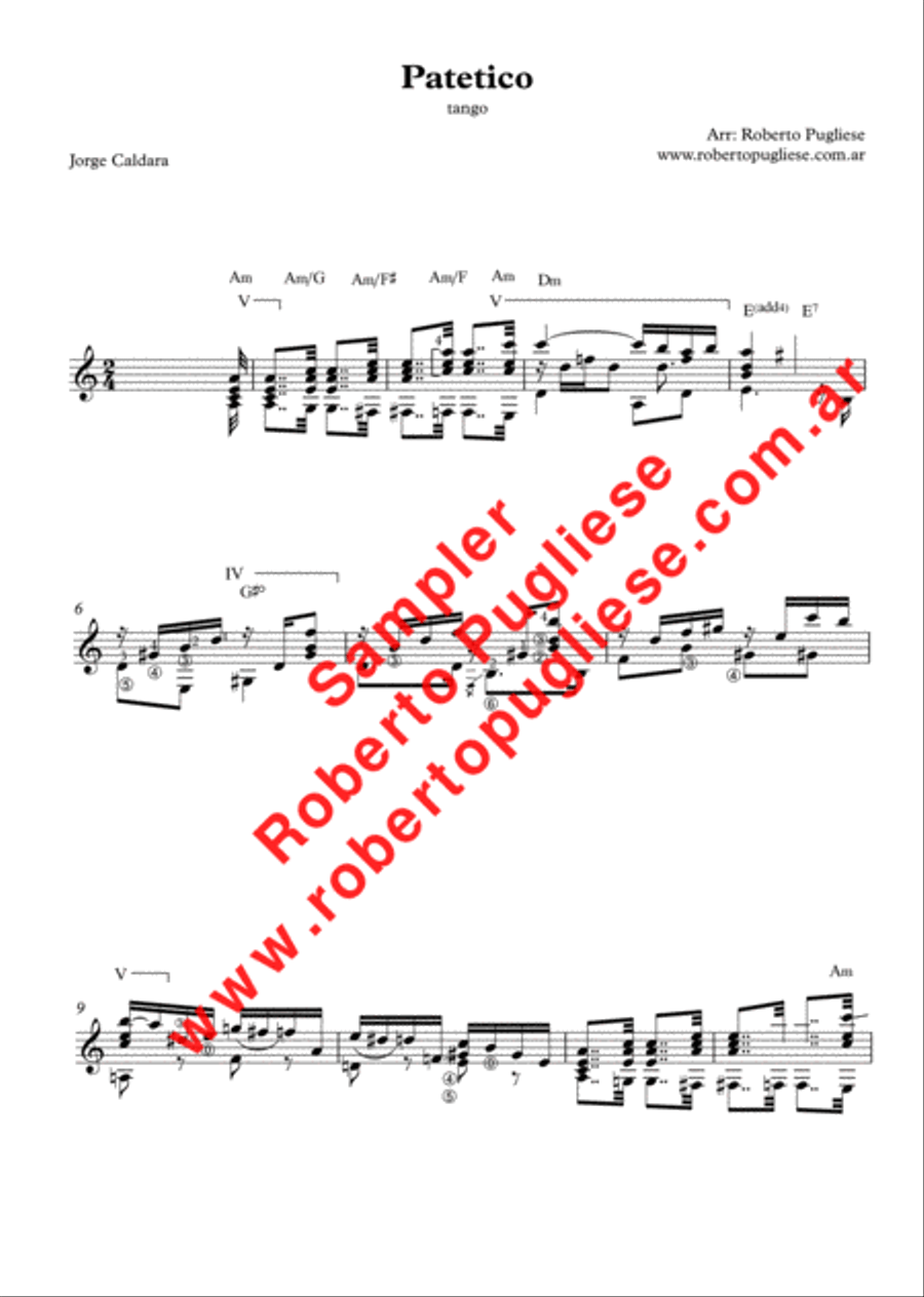 Patetico - tango guitar Classical Guitar scores gallery preview page 2
