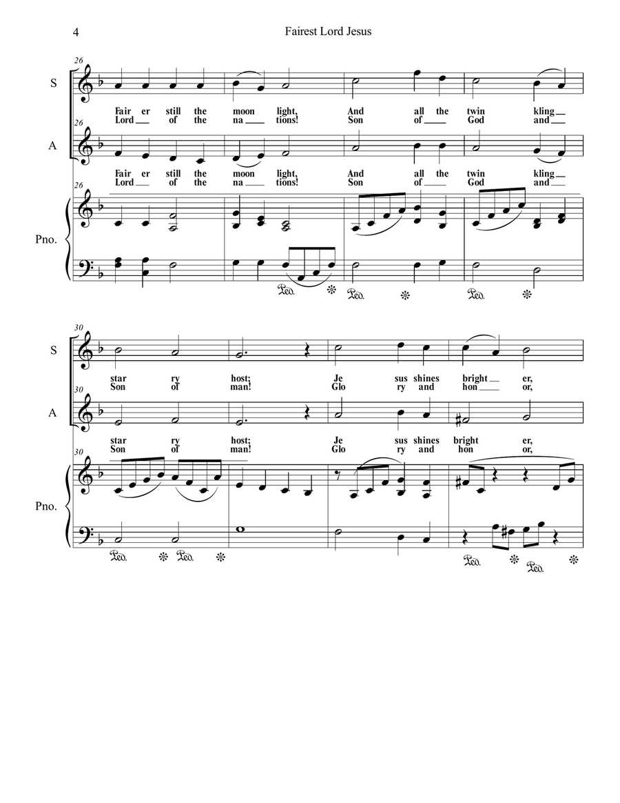 Fairest Lord Jesus Alto Voice scores gallery preview page 4