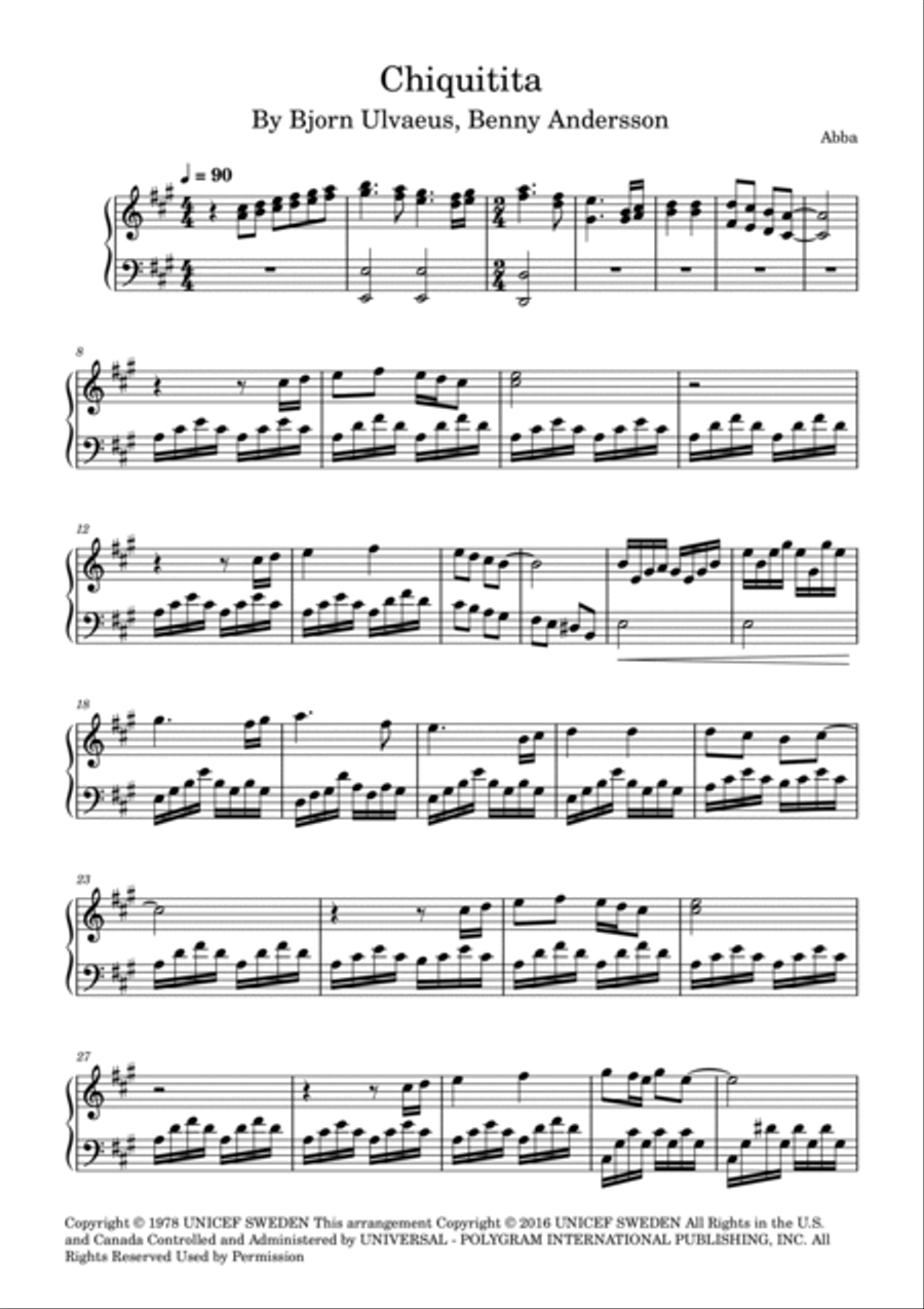 Chiquitita Piano Solo scores gallery preview page 2