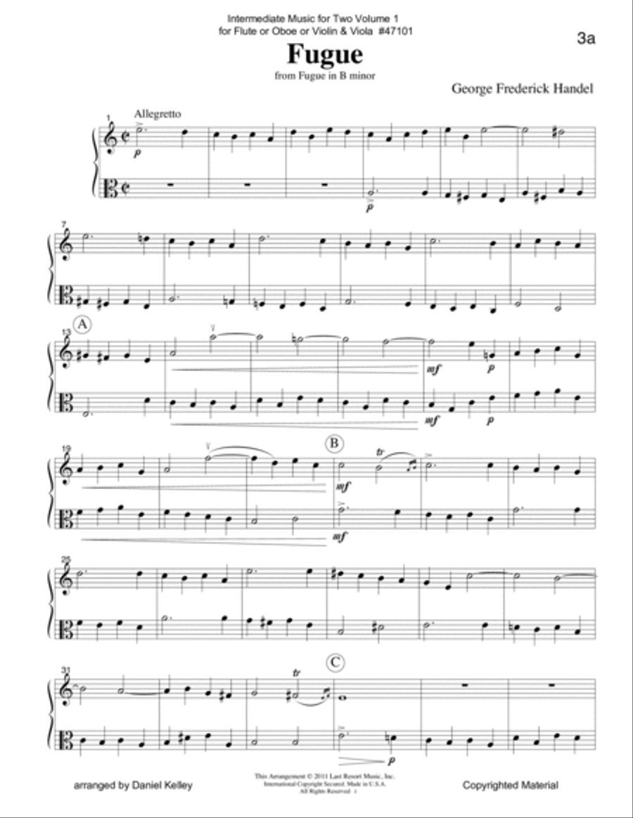 Intermediate Music for Two, Volume 1 - for Flute or Oboe or Violin & Viola Flute scores gallery preview page 4
