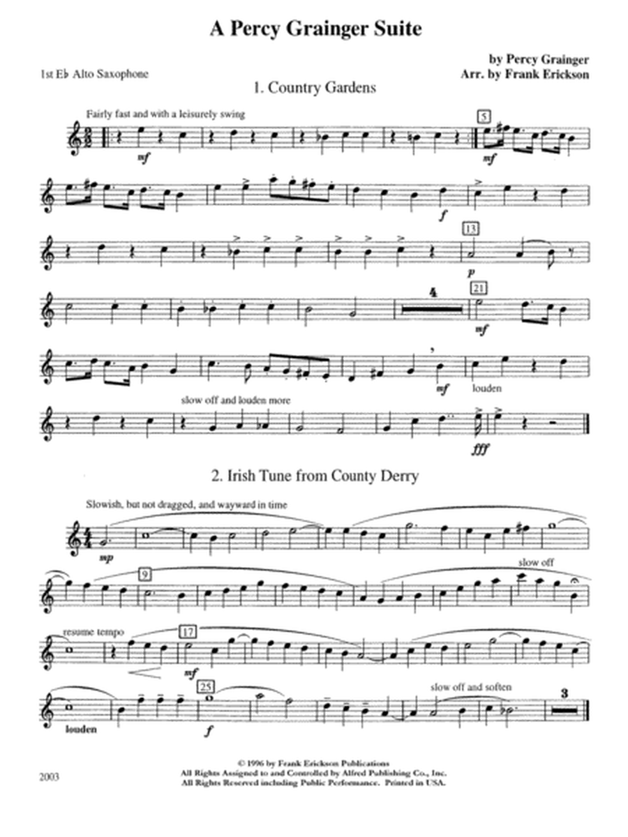 A Percy Grainger Suite: E-flat Alto Saxophone