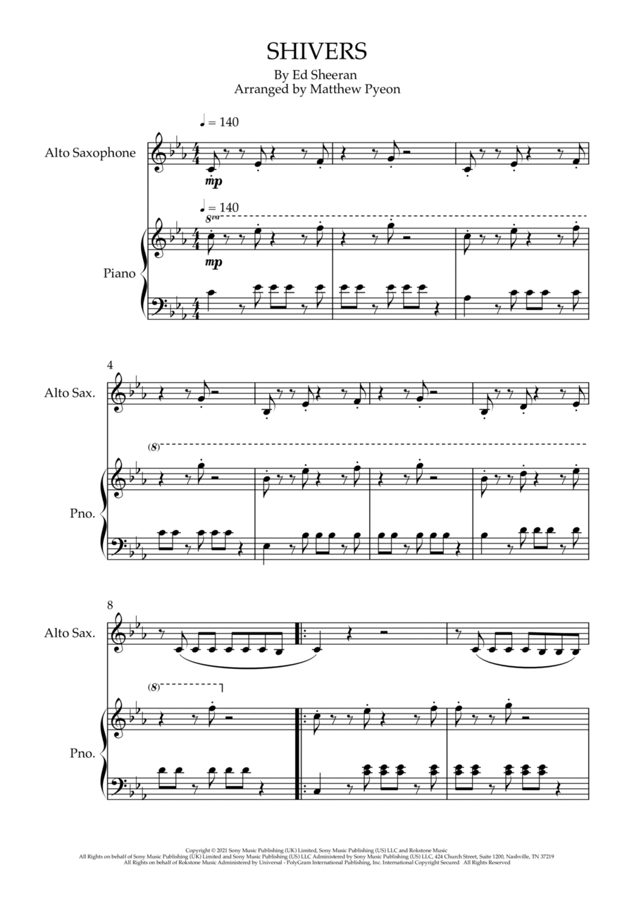 Shivers Alto Saxophone scores gallery preview page 1