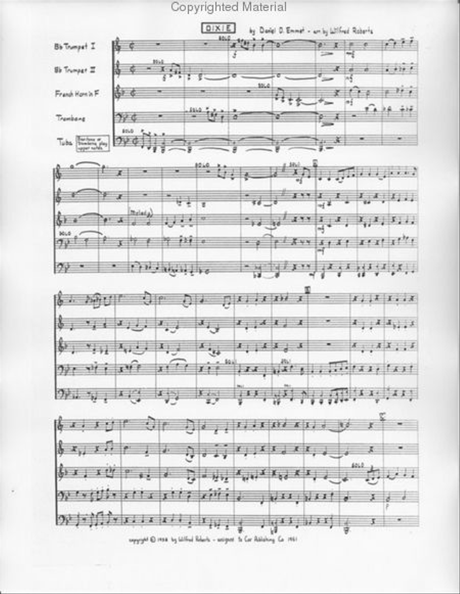 Dixie (Wilfred Bob Roberts) Brass Quintet scores gallery preview page 2