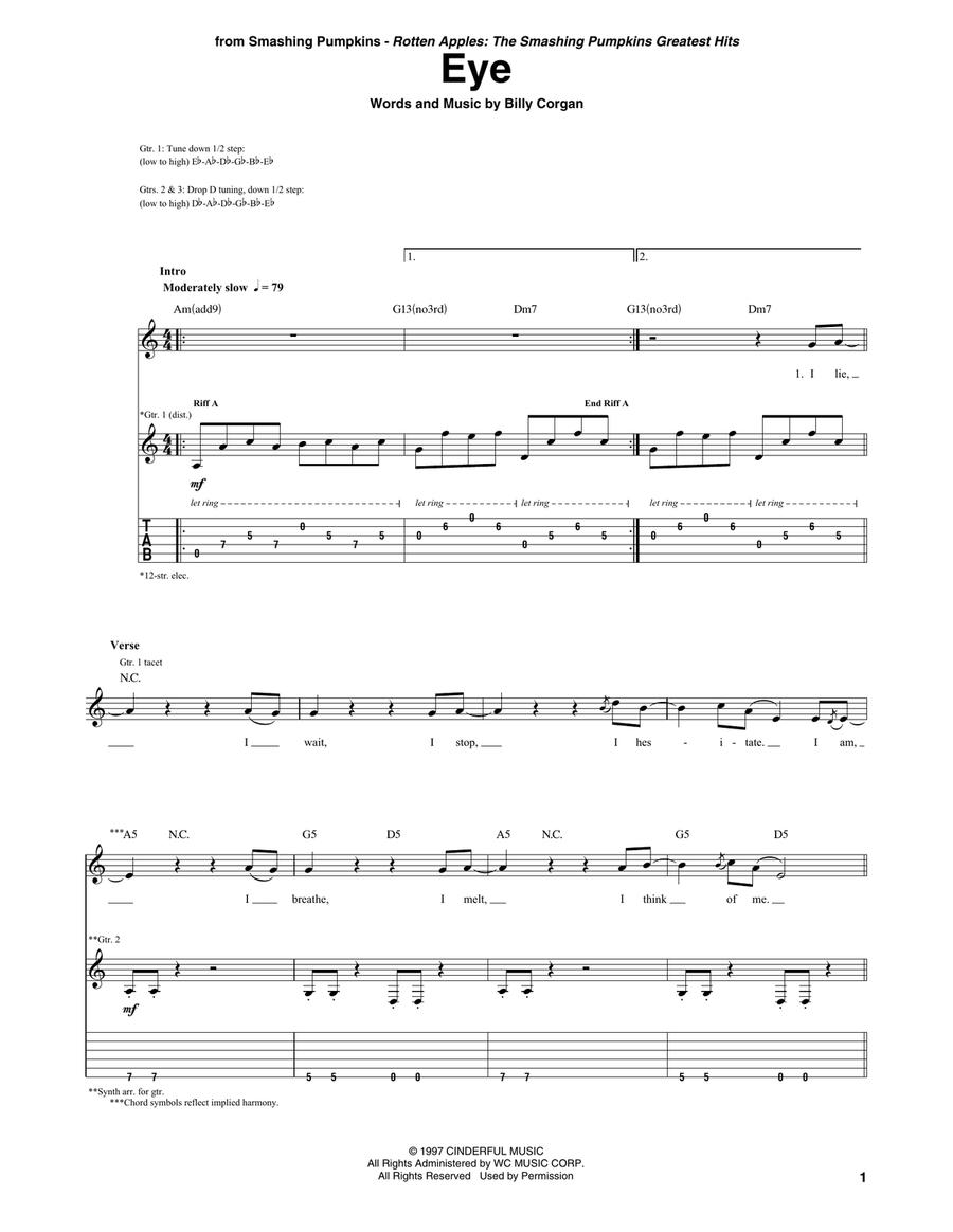 Eye Guitar Tablature scores gallery preview page 1