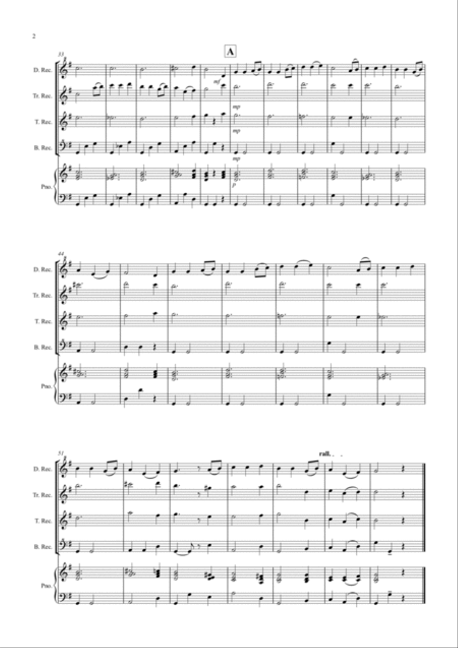 Away in a Manger for Recorder Quartet Soprano Recorder scores gallery preview page 2