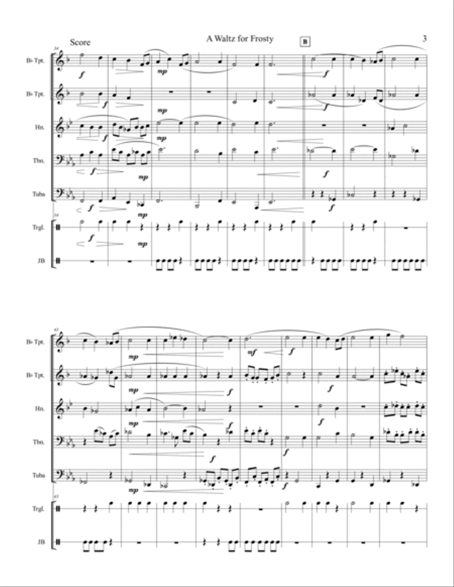 A Waltz for Frosty for Brass Quintet (with optional percussion) Brass Ensemble scores gallery preview page 4