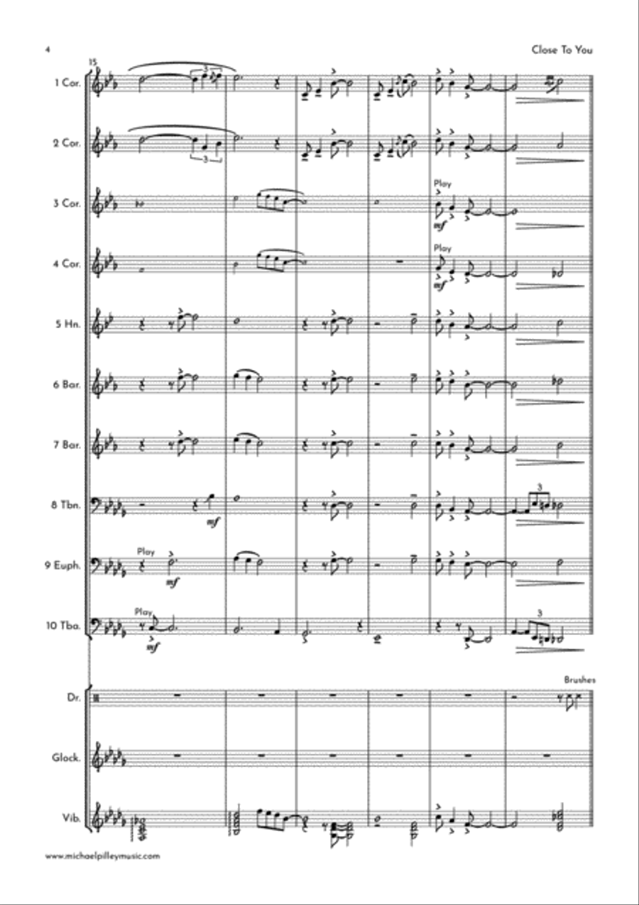 (they Long To Be) Close To You Brass Ensemble scores gallery preview page 5