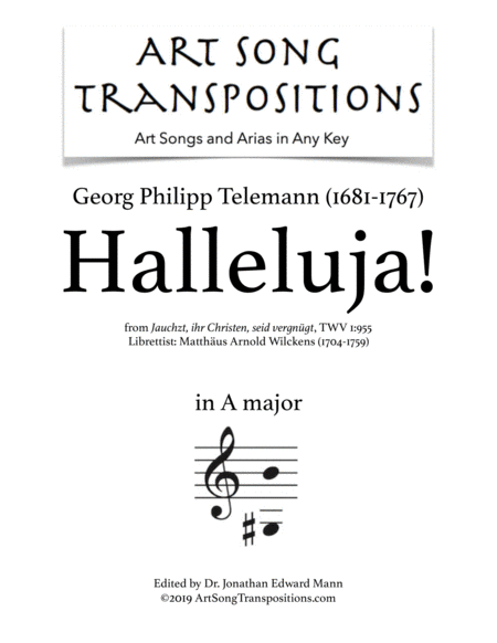 TELEMANN: Halleluja! TWV 1:955 (transposed to A major)