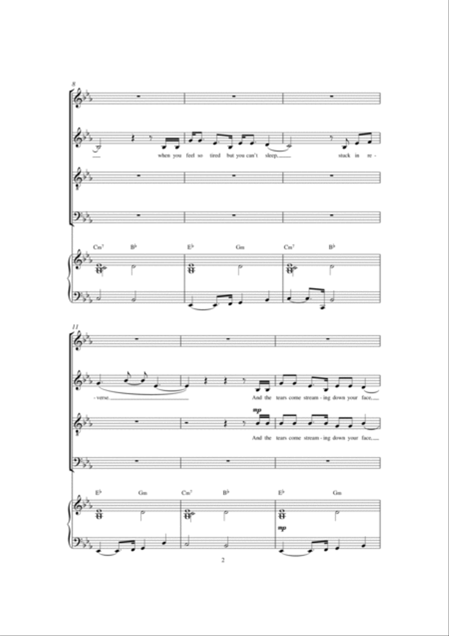 Fix You (arr. Jonathan Wikeley) 4-Part scores gallery preview page 2