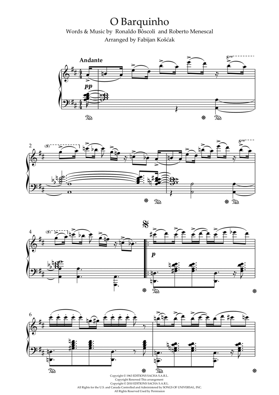 Little Boat (o Barquinho) Piano Solo scores gallery preview page 1