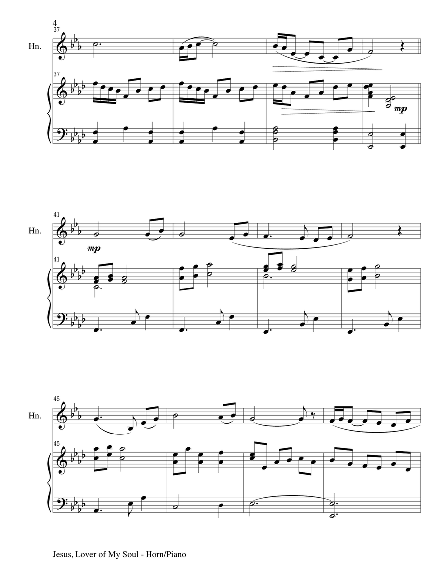 JESUS, LOVER OF MY SOUL (Horn/Piano and Horn Part) Piano scores gallery preview page 4