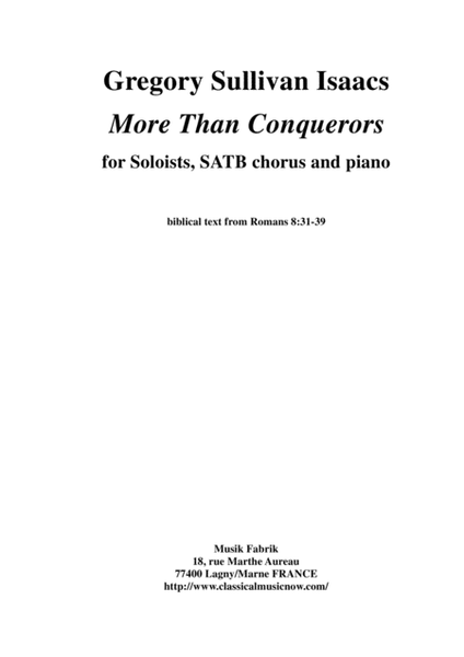 Gregory Sullivan Isaacs: More Than Conquerors for SATB soli, SATB chorus and piano image number null