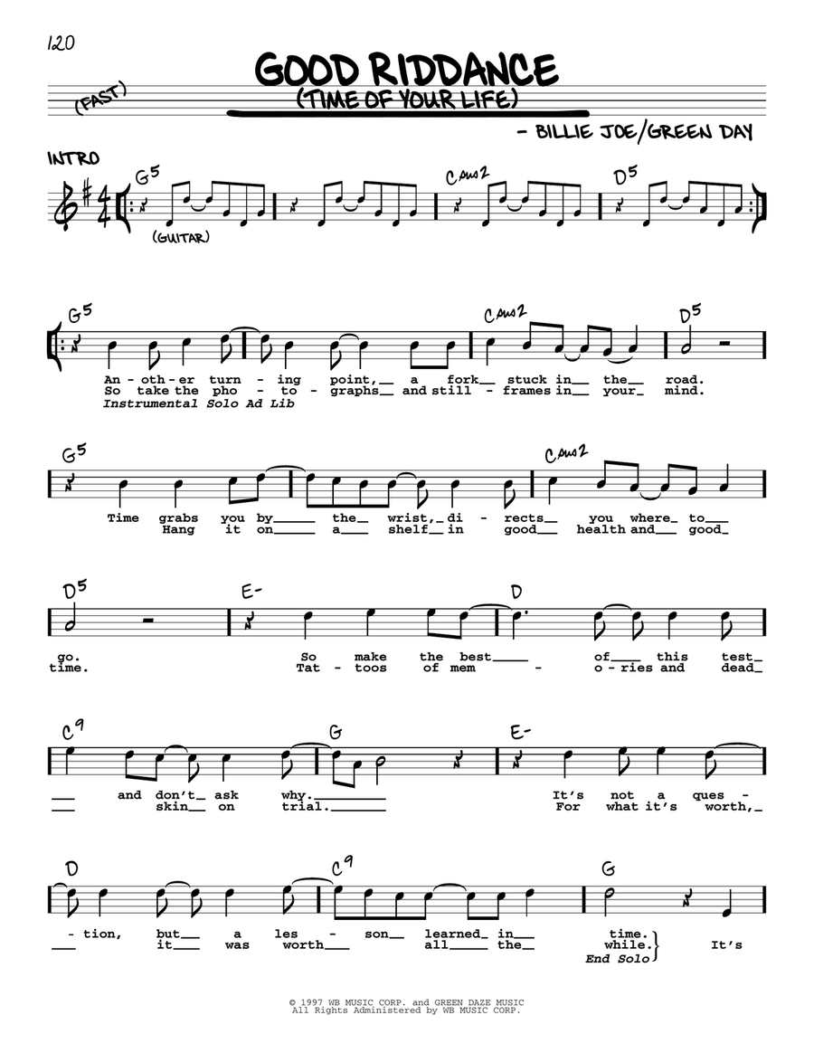 Good Riddance (Time Of Your Life) Voice scores gallery preview page 1