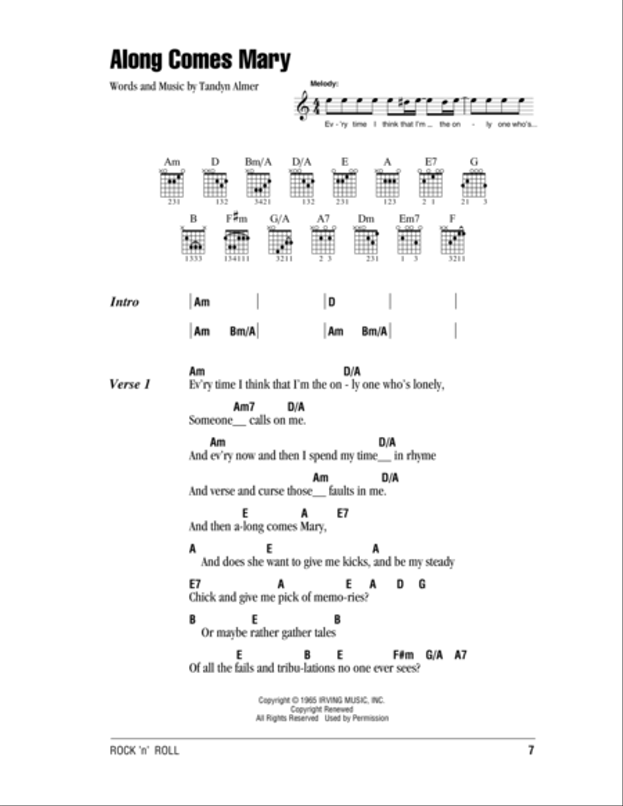 Along Comes Mary Acoustic Guitar scores gallery preview page 1