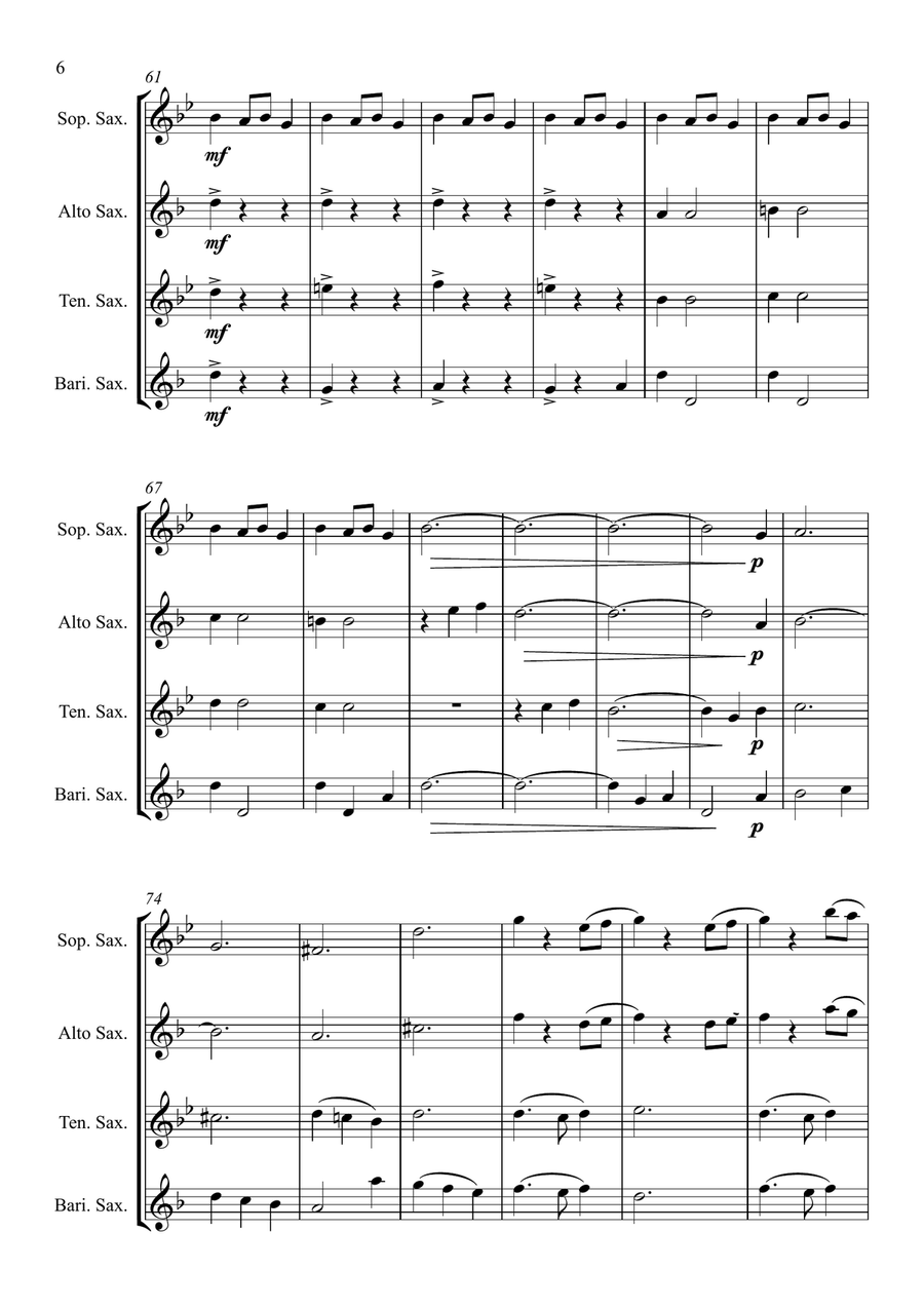 Fantasia on the Ukrainian Bell Carol - for Saxophone Quartet Saxophone Quartet scores gallery preview page 6
