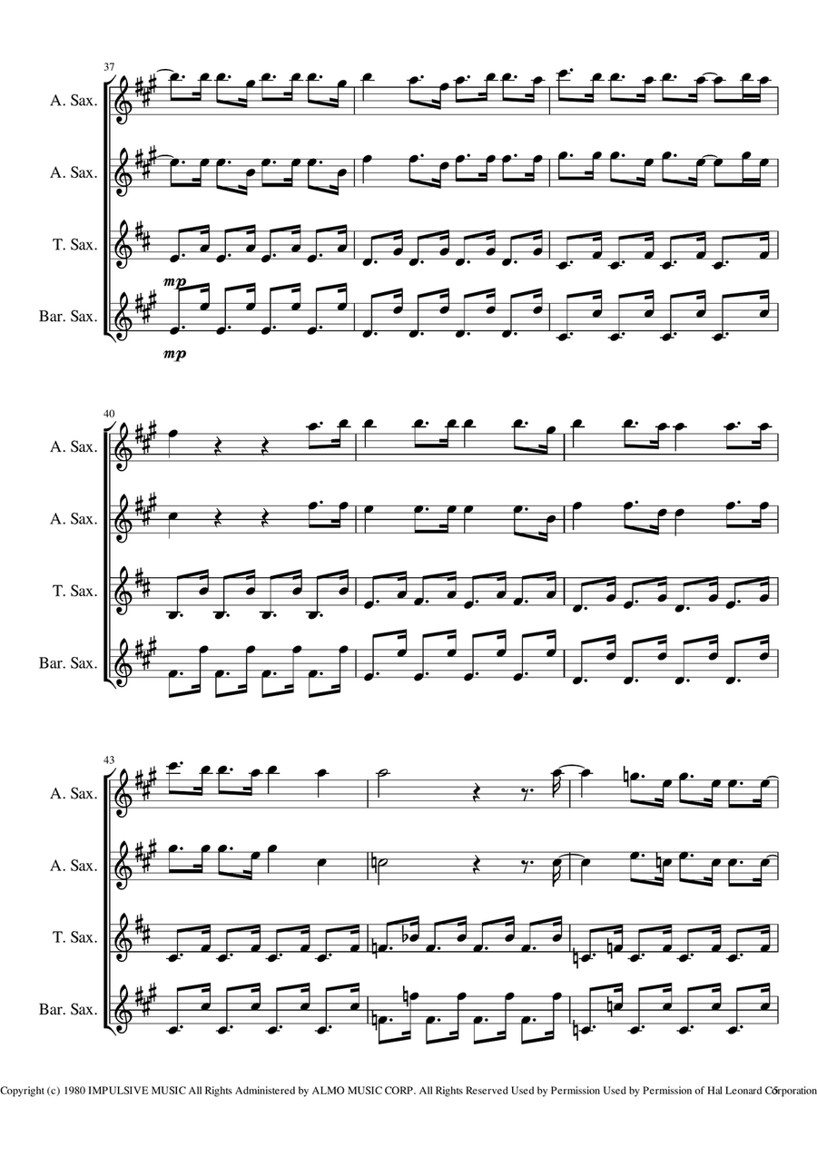 It's Still Rock And Roll To Me Woodwind Quartet scores gallery preview page 5