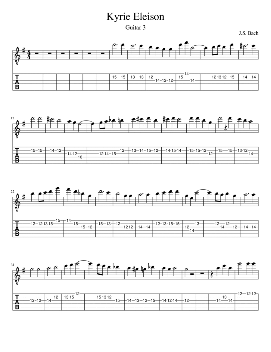 Kyrie Eleison (Guitar 3) Kyrie Eleison (Guitar 3) Classical Guitar scores gallery preview page 1