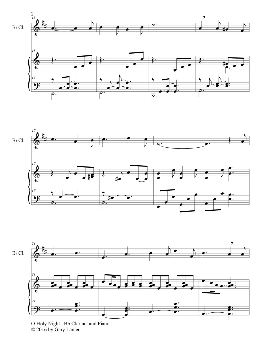 O HOLY NIGHT (Duet – Bb Clarinet & Piano with Parts) B-Flat Clarinet scores gallery preview page 3