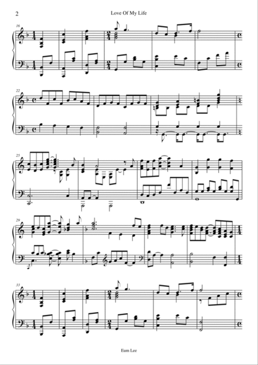 Love Of My Life Piano Solo scores gallery preview page 2