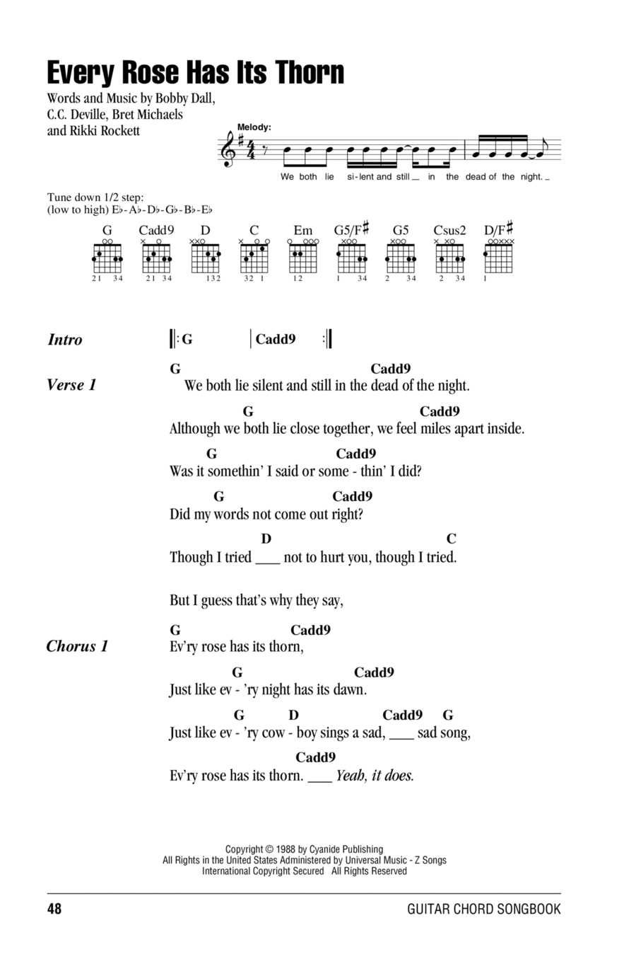 Every Rose Has Its Thorn Acoustic Guitar scores gallery preview page 1