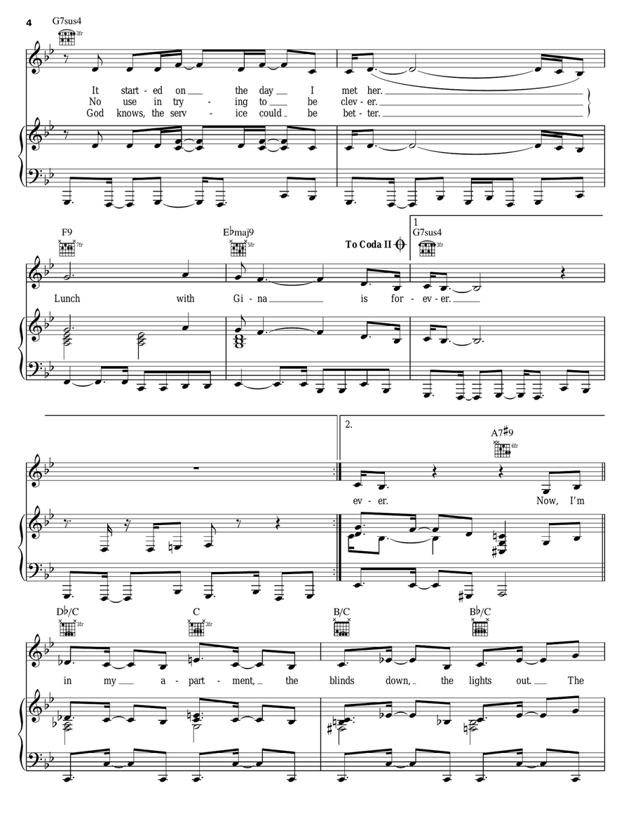 Lunch With Gina Piano, Vocal, Guitar scores gallery preview page 4