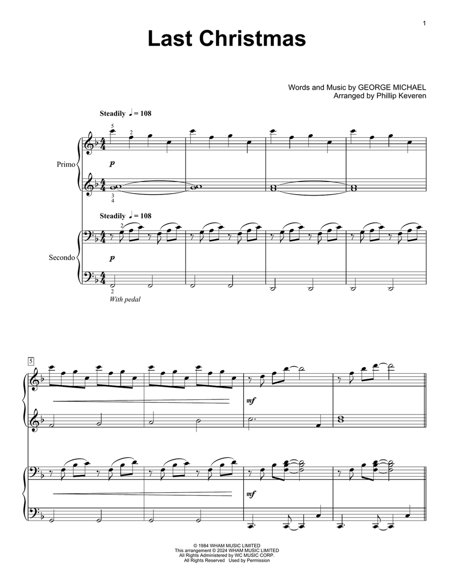 Last Christmas (arr. Phillip Keveren) 1 Piano, 4-Hands scores gallery preview page 1