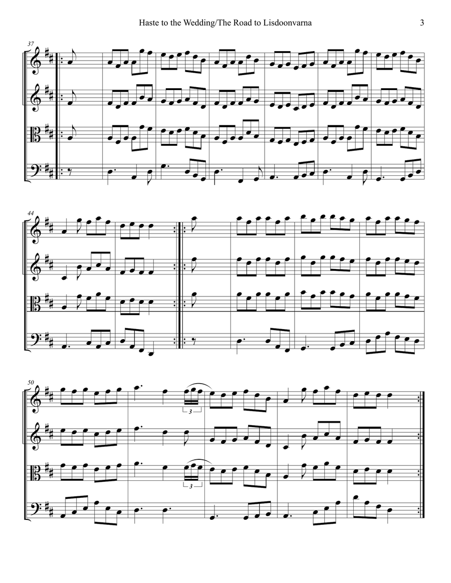 Haste to the Wedding and The Road to Lisdoonvarna String Quartet scores gallery preview page 4