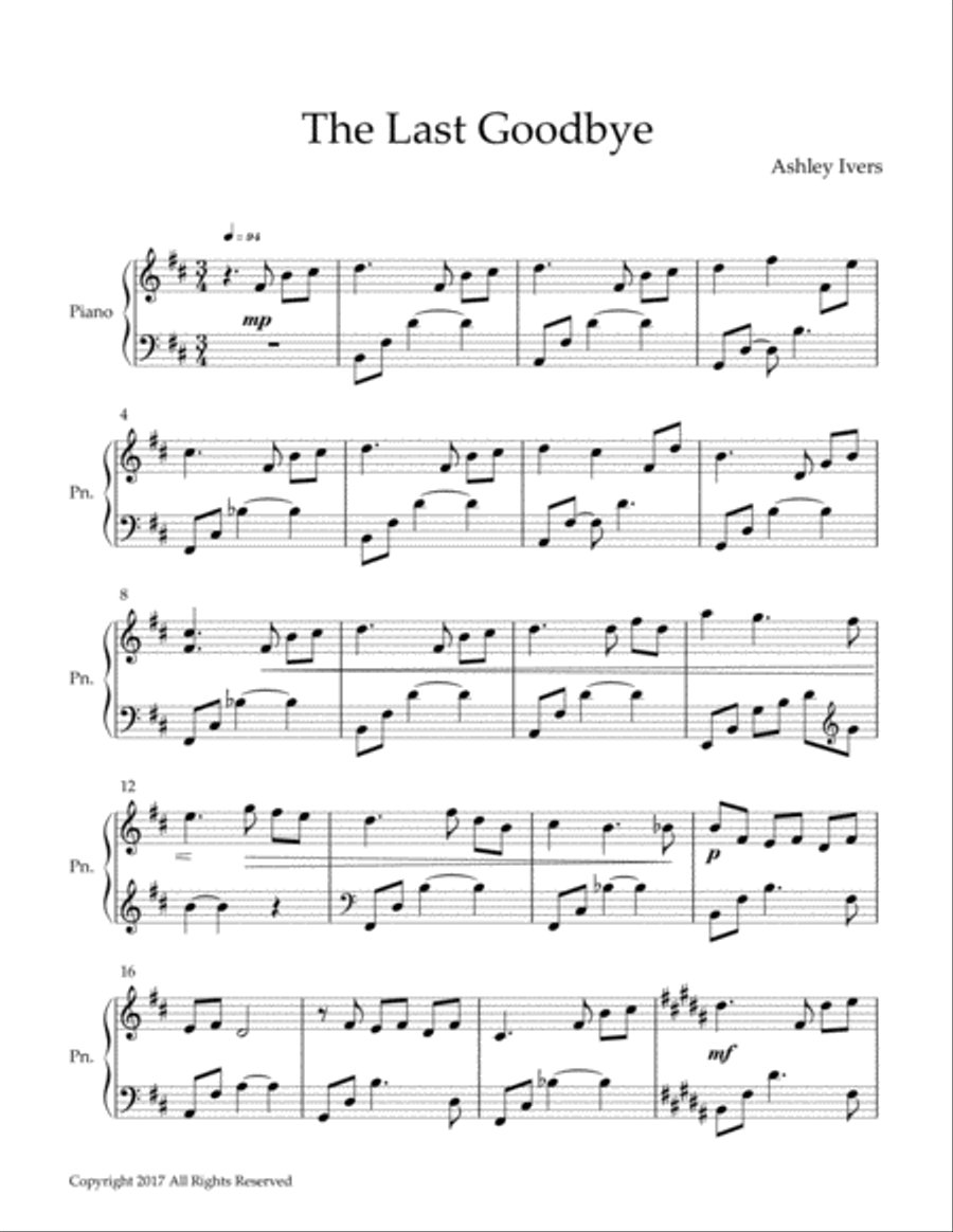 The Last Goodbye Piano Solo scores gallery preview page 1