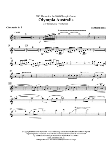 Olympia Australis (Symphonic Wind Band) - Bb Clarinet 1