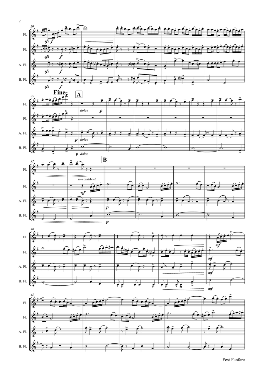 Fest Fanfare - Classical Festive Fanfare - Opener - Flute Quartet Flute Quartet scores gallery preview page 2