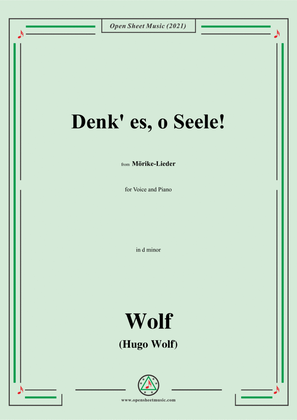 Wolf-Denk es,o Seele!in d minor,IHW 22 No.39,from Morike-Lieder,for Voice and Piano