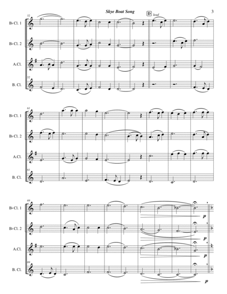 Sky Boat Song (clarinet quartet arrangement) image number null