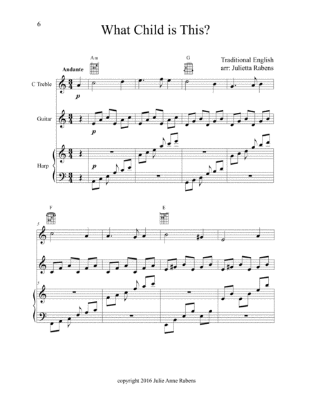 Christmas Lullabies for treble C instrument, guitar, and harp (or piano)