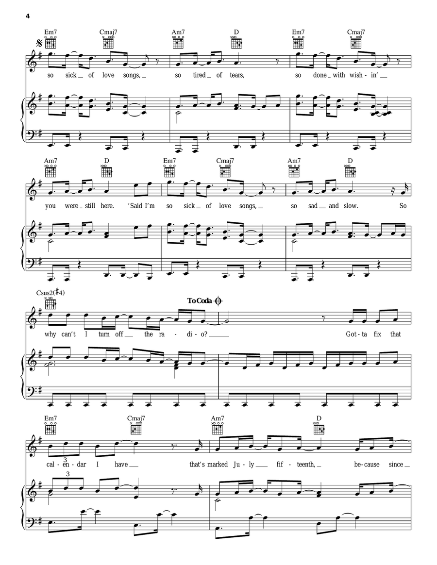 So Sick Piano, Vocal, Guitar scores gallery preview page 4