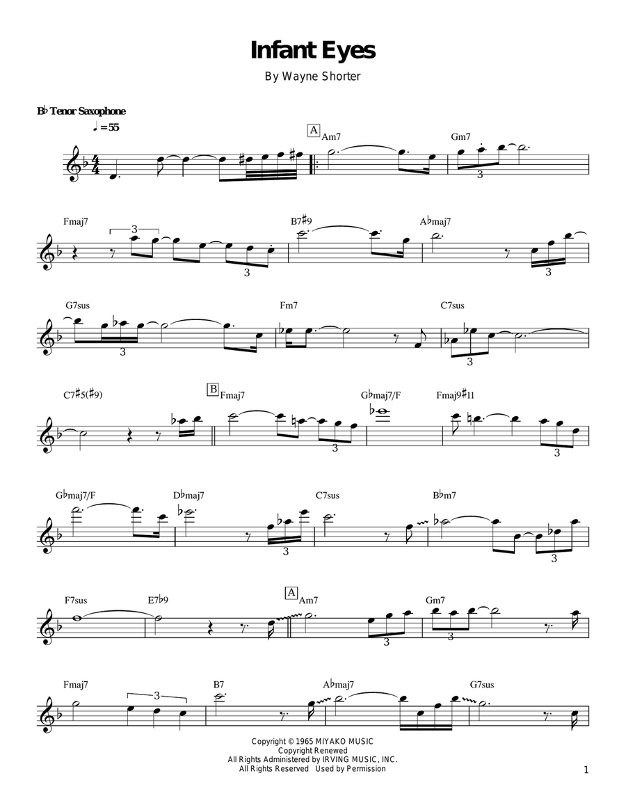 Infant Eyes Tenor Saxophone scores gallery preview page 1