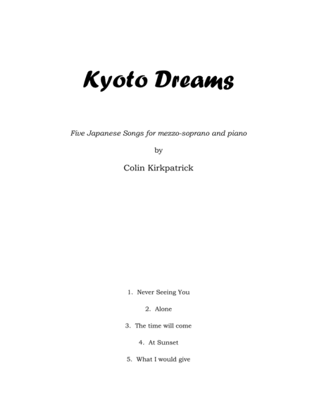 Kyoto Dreams. Five Japanese songs for mezzo-soprano and Piano image number null