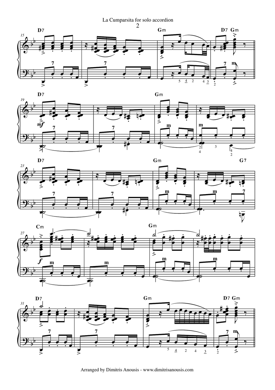La Cumparsita - Solo Accordion Accordion scores gallery preview page 3