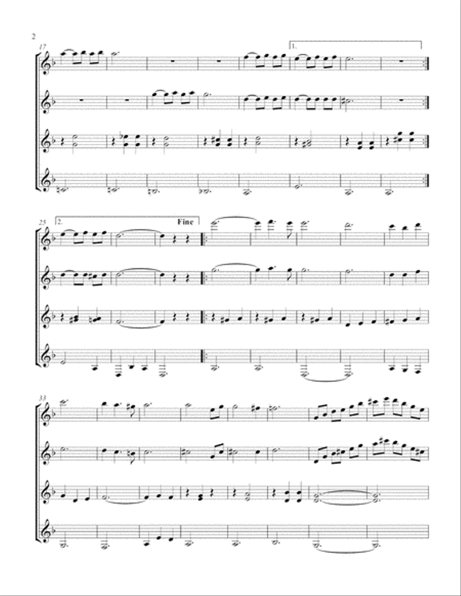 Vals No. 3 (Guitar Quartet) - Score and Parts Guitar Ensemble scores gallery preview page 2