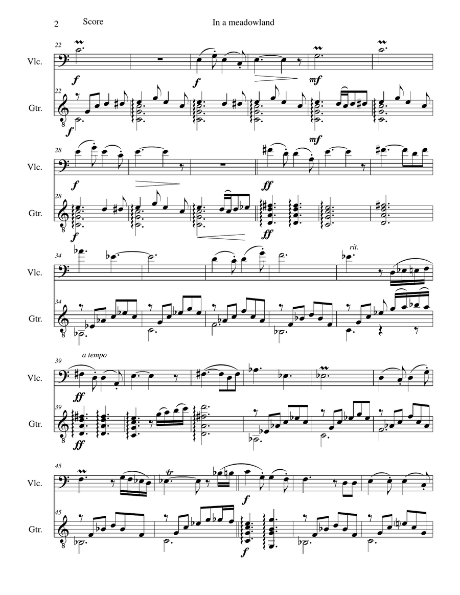 In a Meadowland for cello and guitar String Duet scores gallery preview page 2