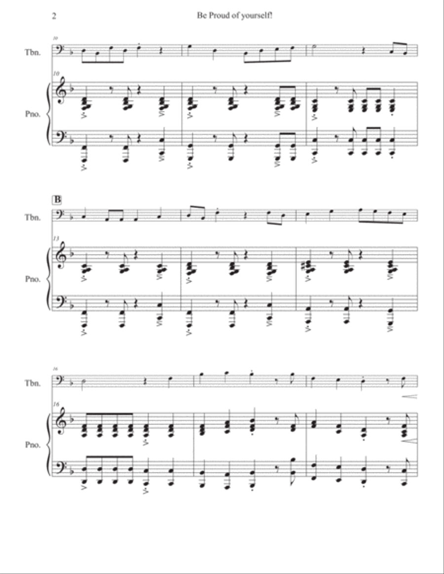Be Proud of Yourself! for Trombone and Piano Piano scores gallery preview page 3